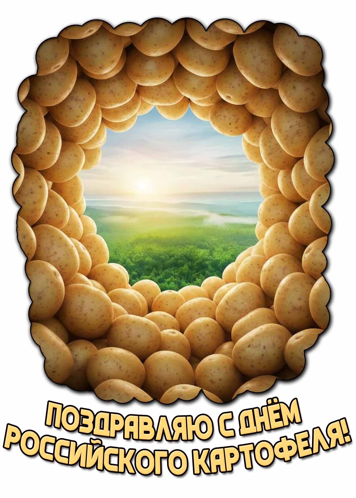 Креативная открытка "Поздравляю с днём российского картофеля!"