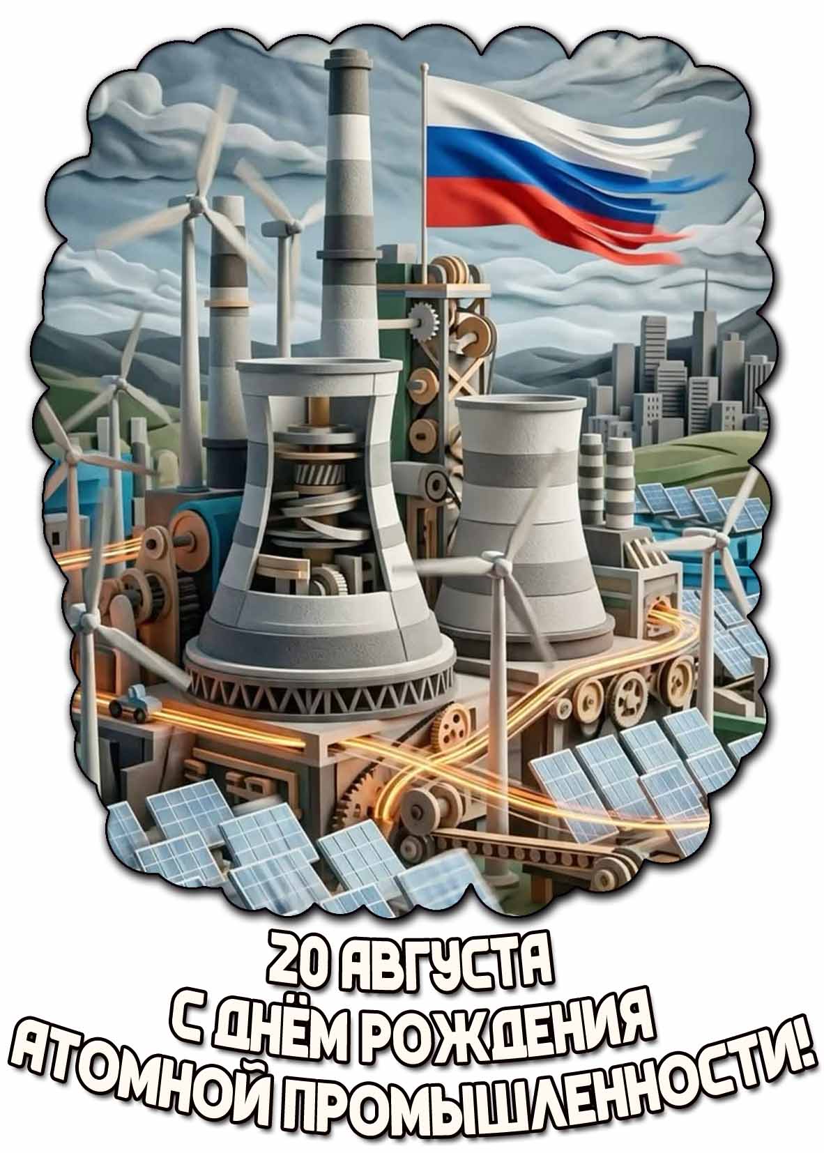 Открытка 20 августа - с днём рождения атомной промышленности!