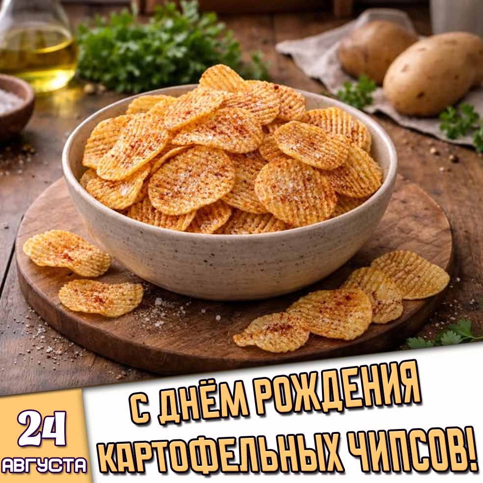 Картинка 24 августа - с днём рождения картофельных чипсов!