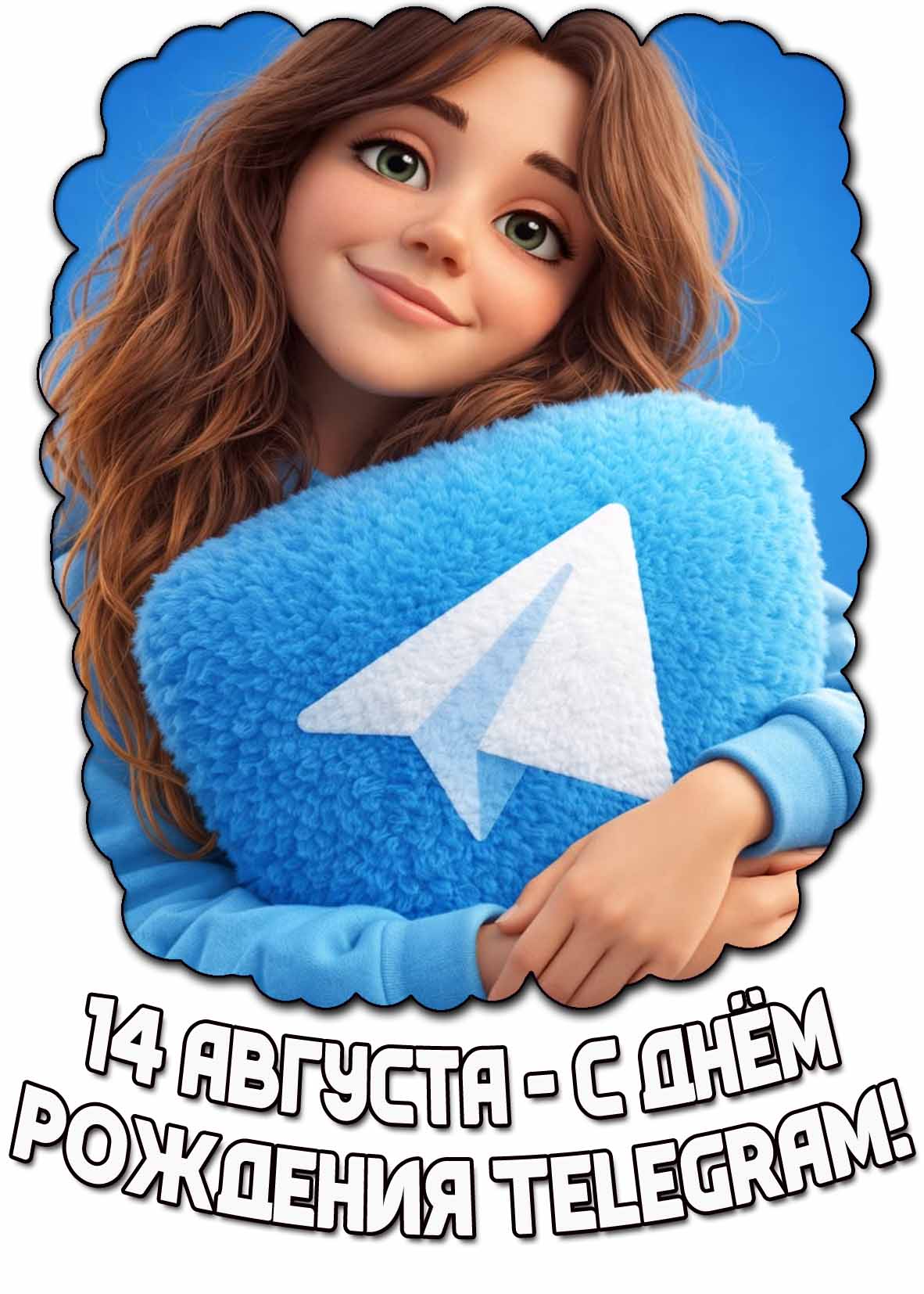 Открытка 14 августа - с днём рождения Telegram!