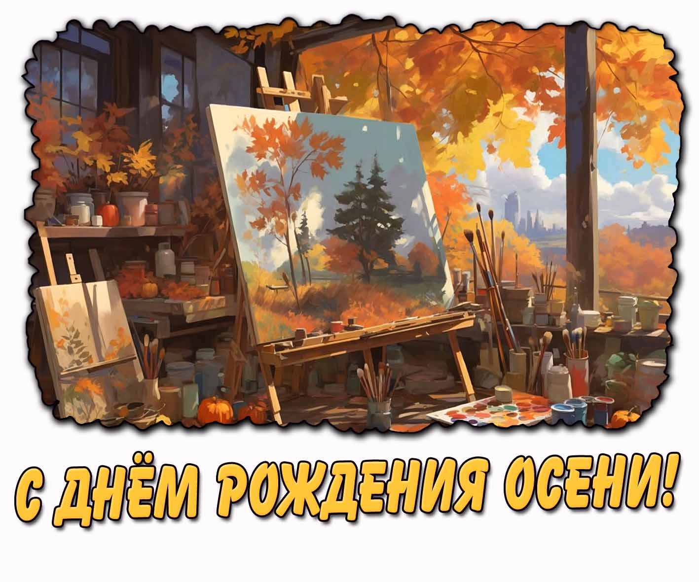 С днём рождения осени! - красивая открытка