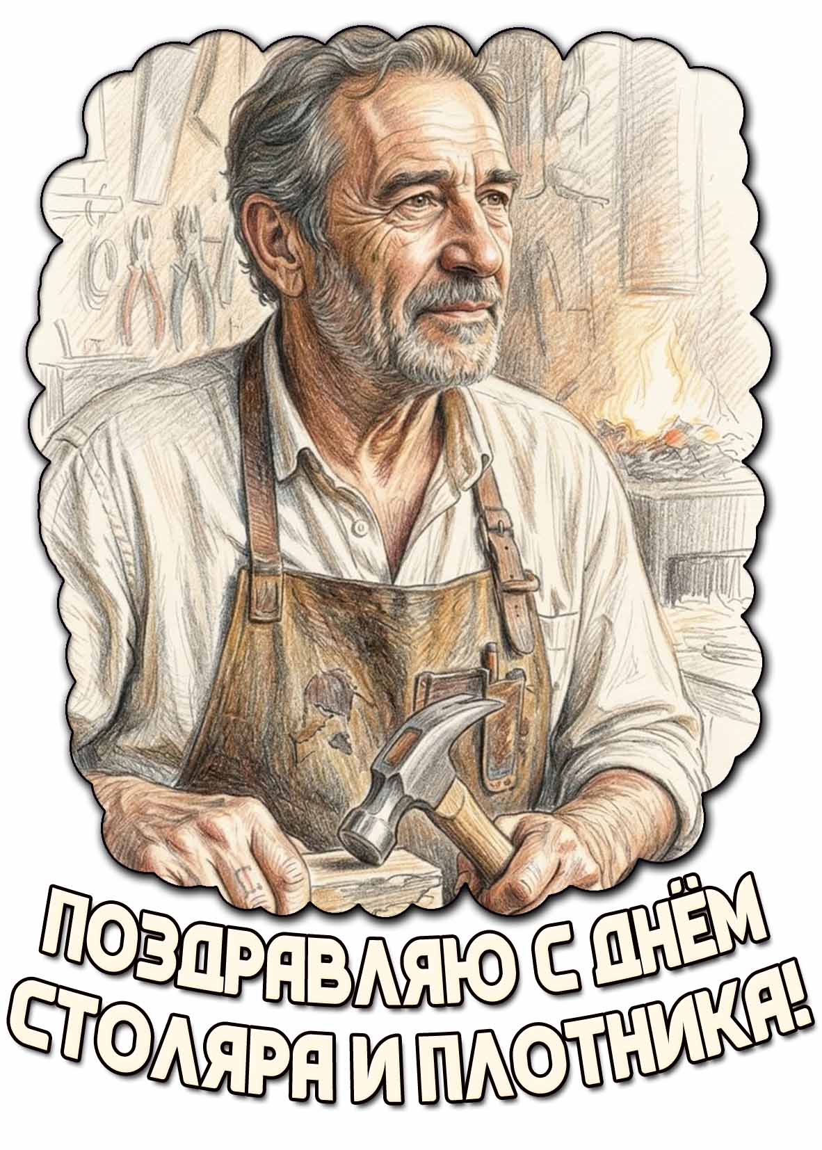 Открытка "Поздравляю с днём столяра и плотника!"