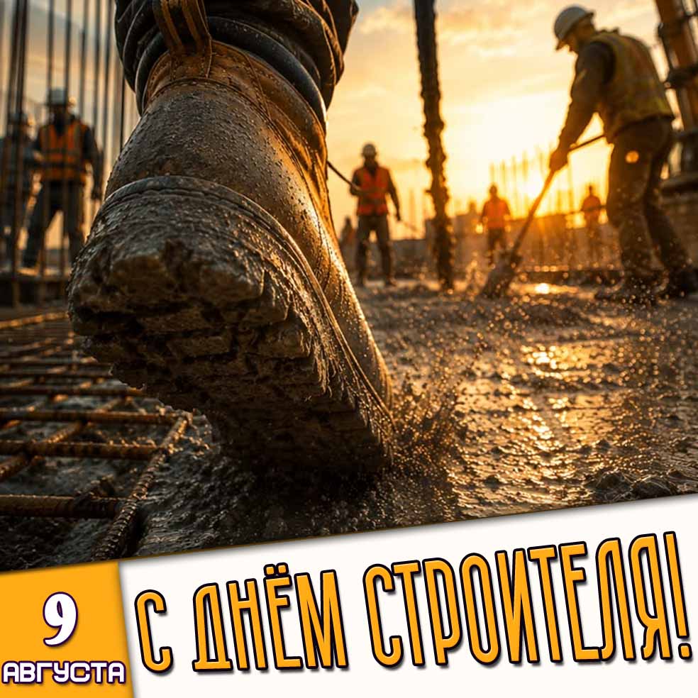 Открытка 9 августа - с днём строителя!