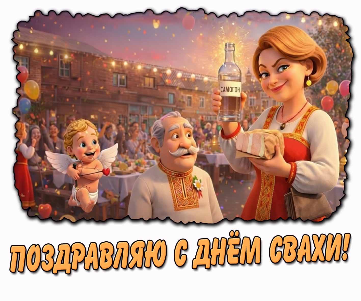 Поздравляю с днём свахи! - мультяшная открытка
