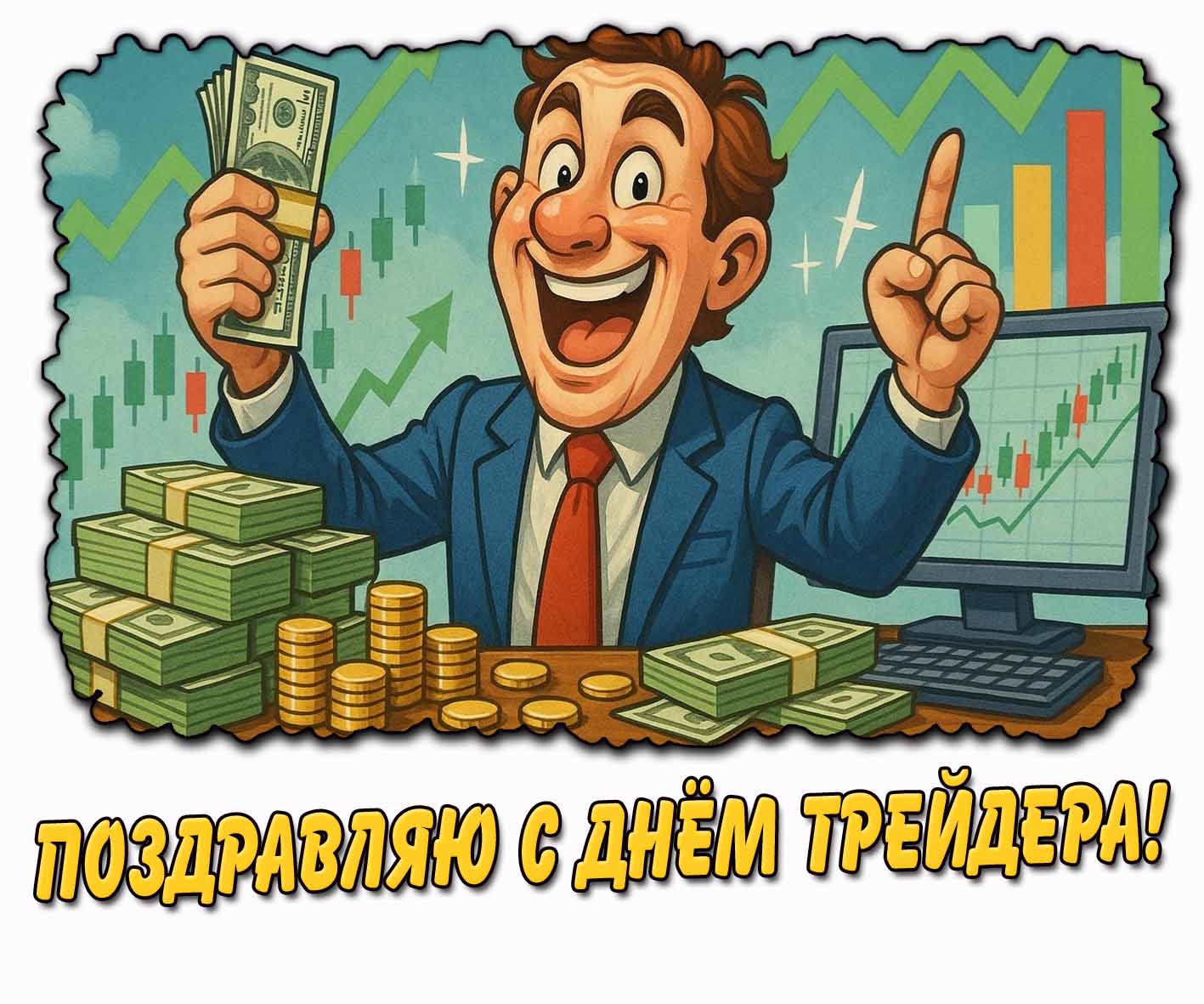 Поздравляю с днём трейдера! - прикольная открытка