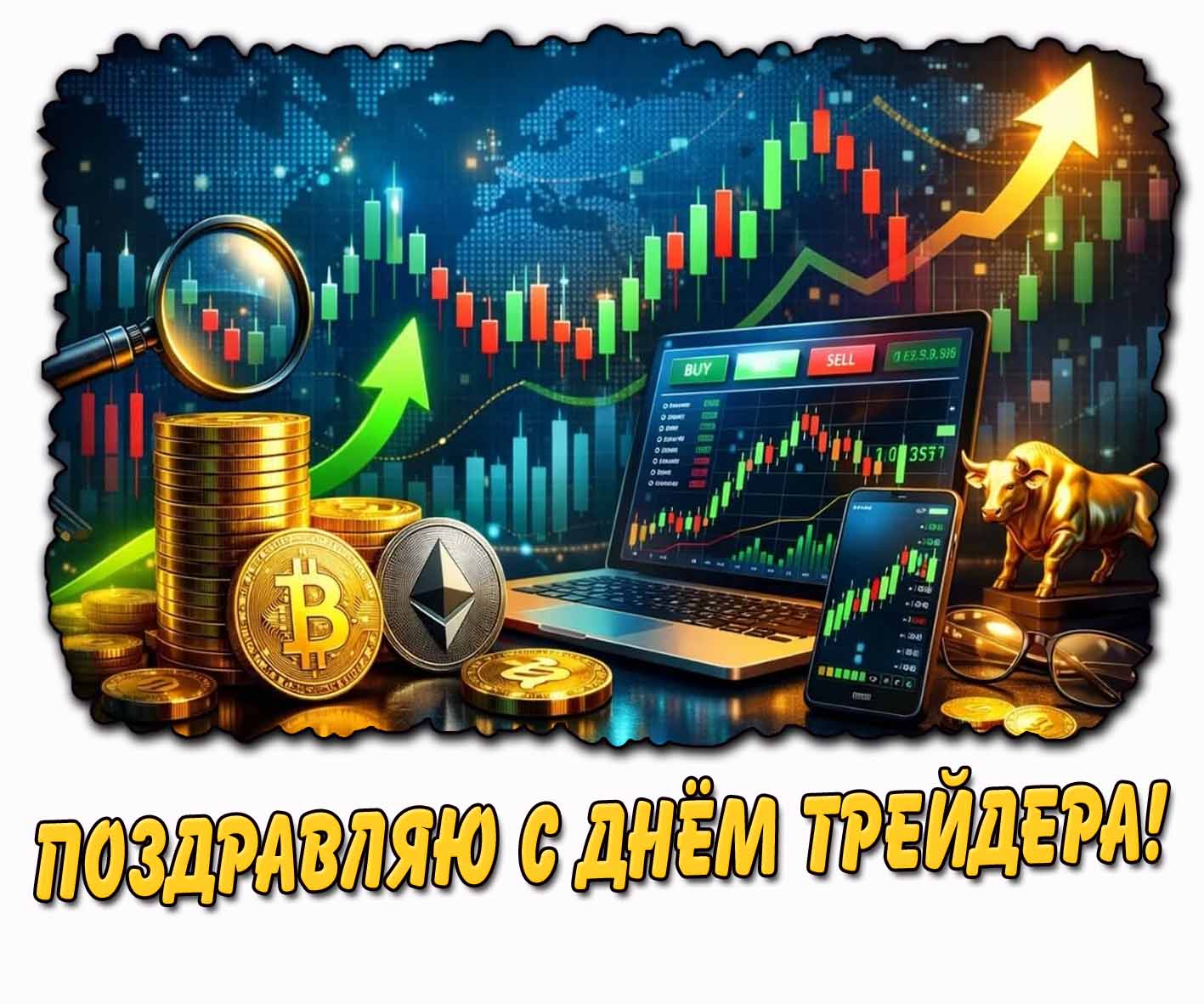 Красивая картинка "Поздравляю с днём трейдера!"