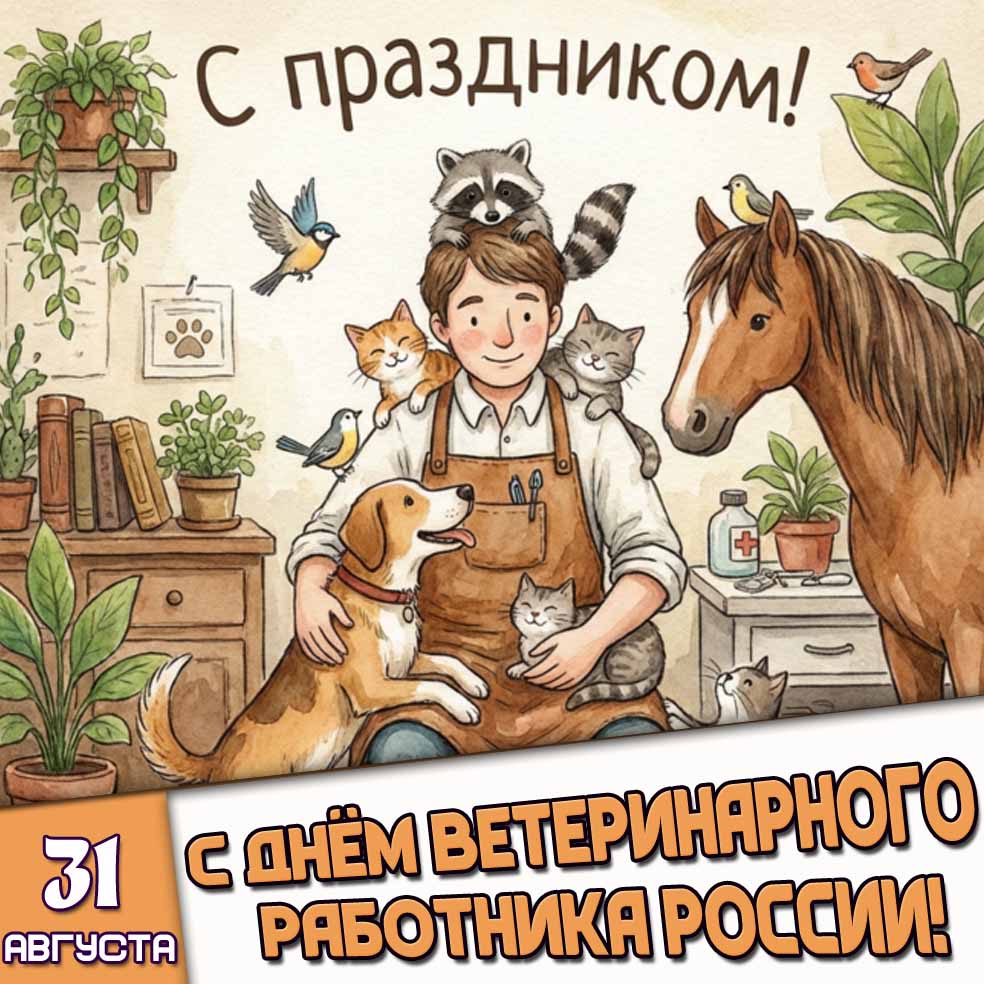 Картинка 31 августа - с днём ветеринарного работника России!