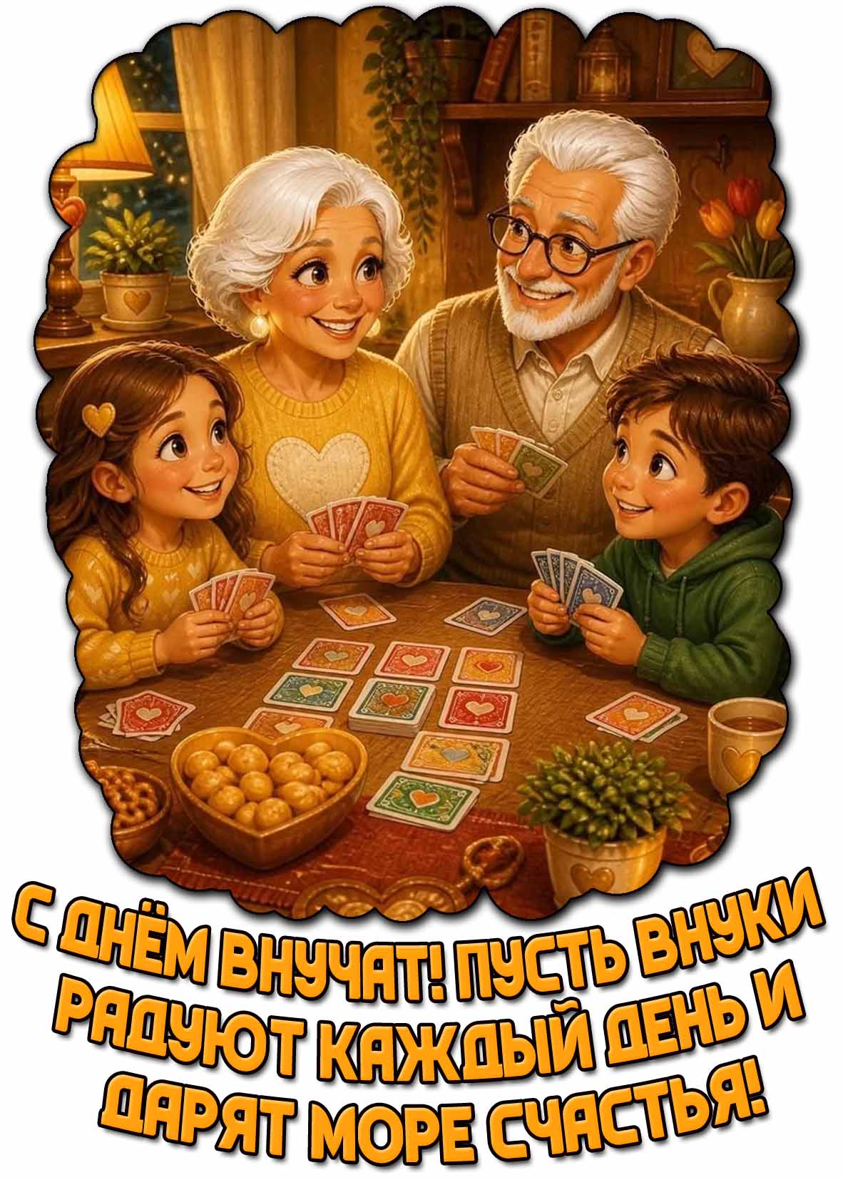 Открытка "С днём внучат! Пусть внуки радуют каждый день и дарят море счастья!"