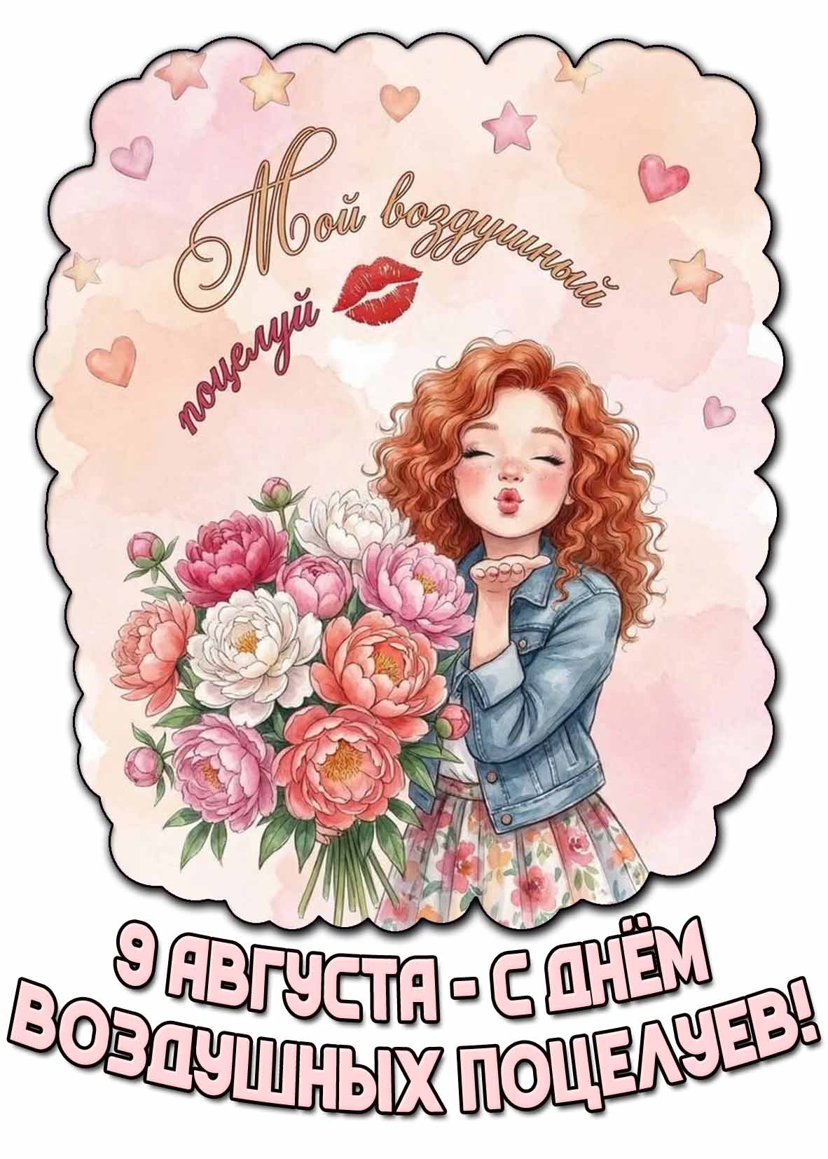 Открытка "С днём воздушных поцелуев! Мой воздушный поцелуй!" - 9 августа