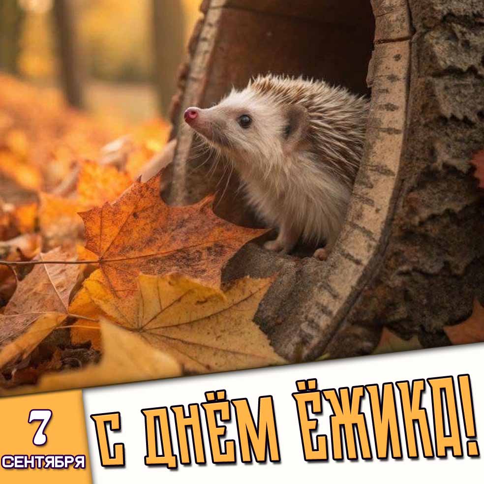 Открытка 7 сентября - с днём ёжика!