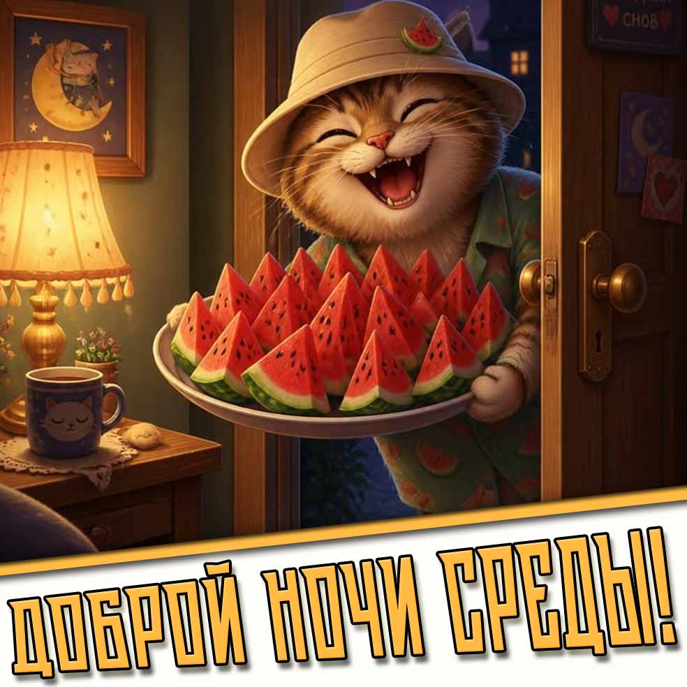 Доброй ночи среды! - прикольная картинка с котом