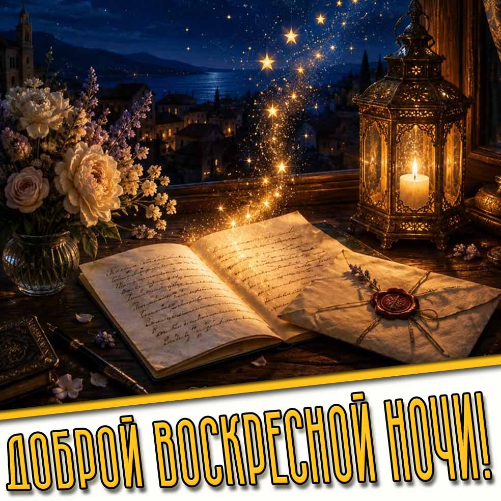 Доброй воскресной ночи! - красивая открытка