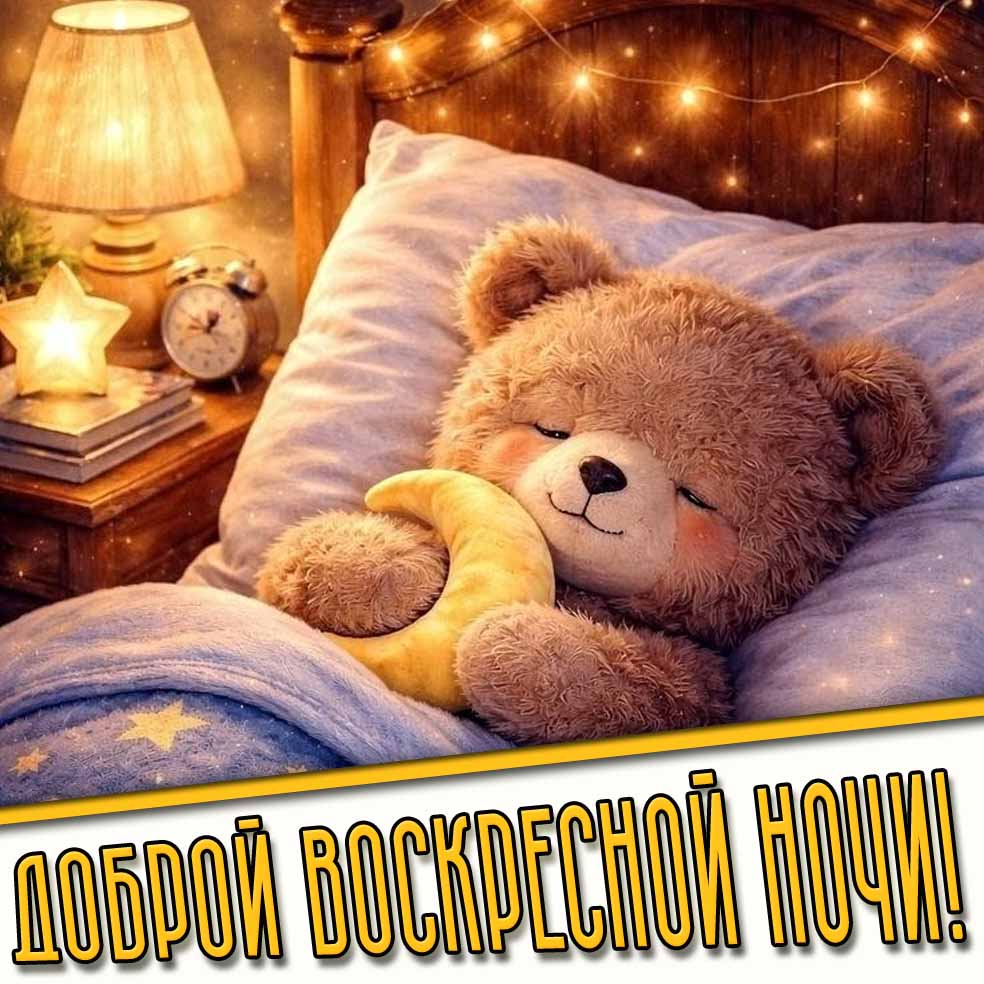 Доброй воскресной ночи! - открытка для детей