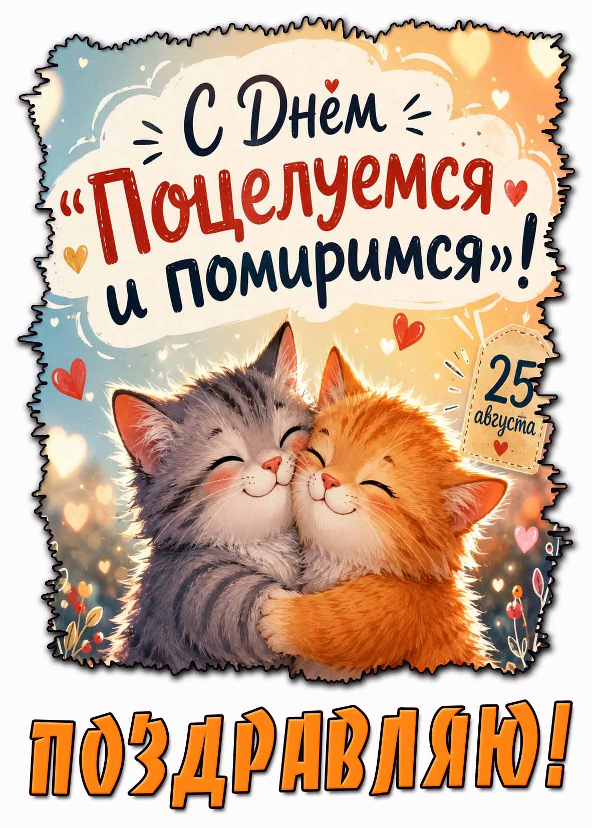 Картинка 25 августа - с днём поцелуемся и помиримся! Поздравляю!