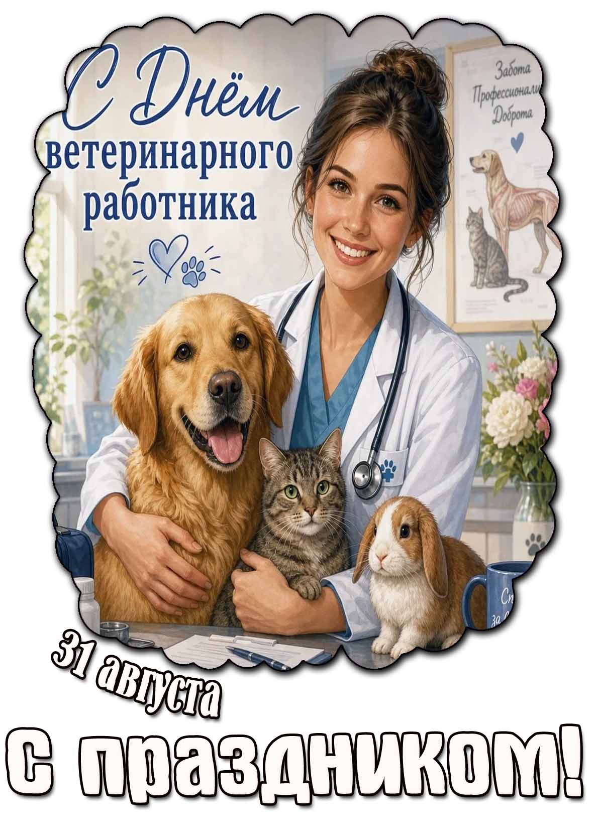 Картинка 31 августа - с днём ветеринарного работника! С праздником!