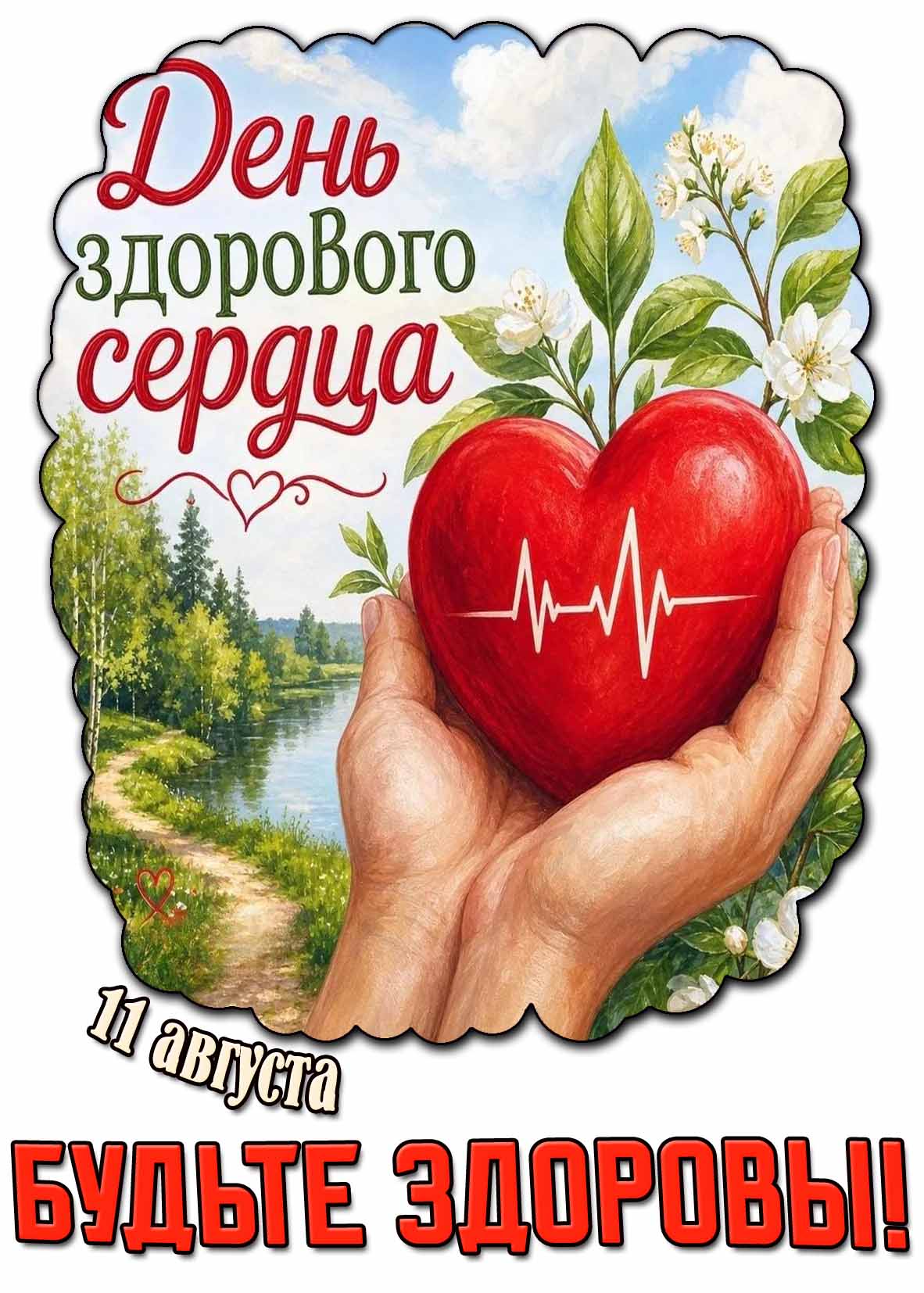 Картинка 11 августа - день здорового сердца! Будьте здоровы!