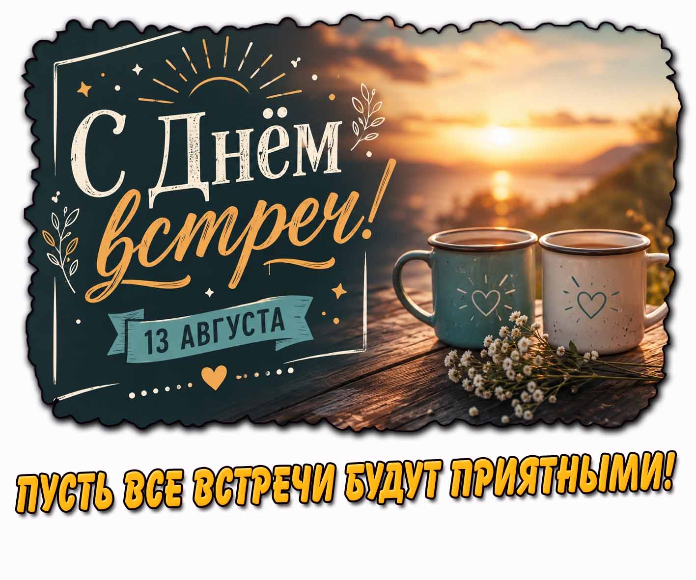 Картинка 13 августа - с днём встреч! Пусть все встречи будут приятными!