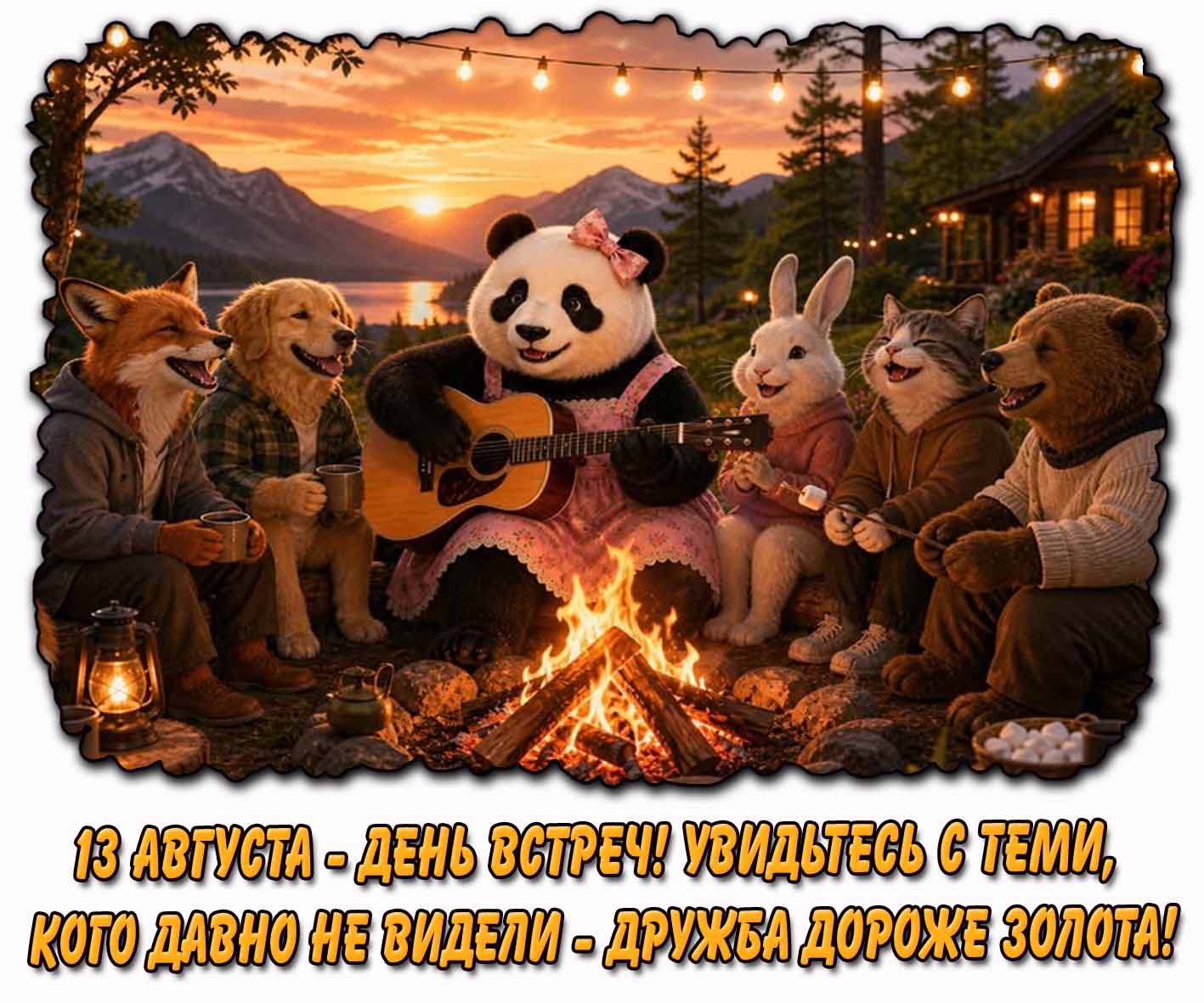 Картинка 13 августа - день встреч! Увидьтесь с теми, кого давно не видели - дружба дороже золота!