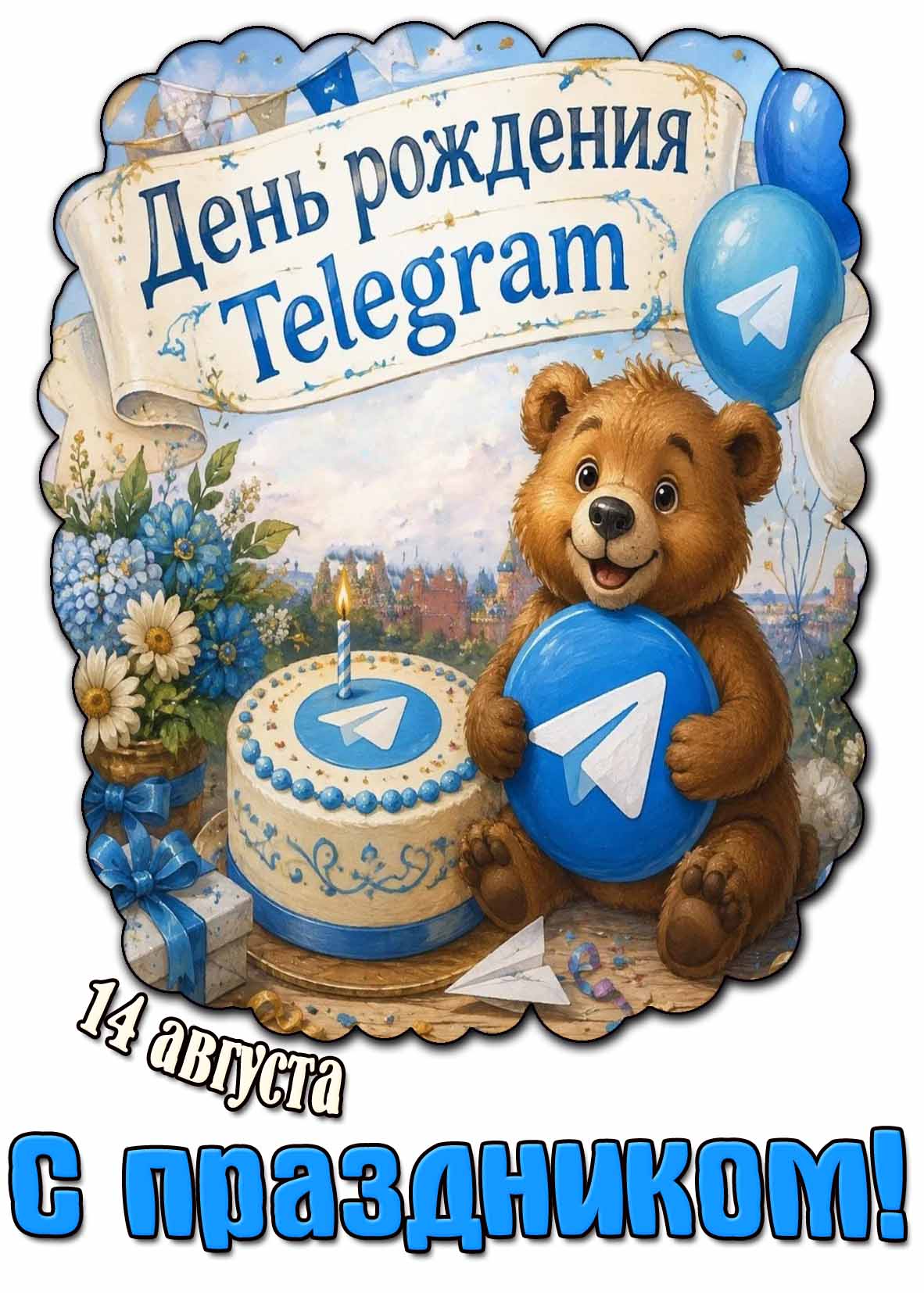 Картинка 14 августа - день рождения Telegram! С праздником!