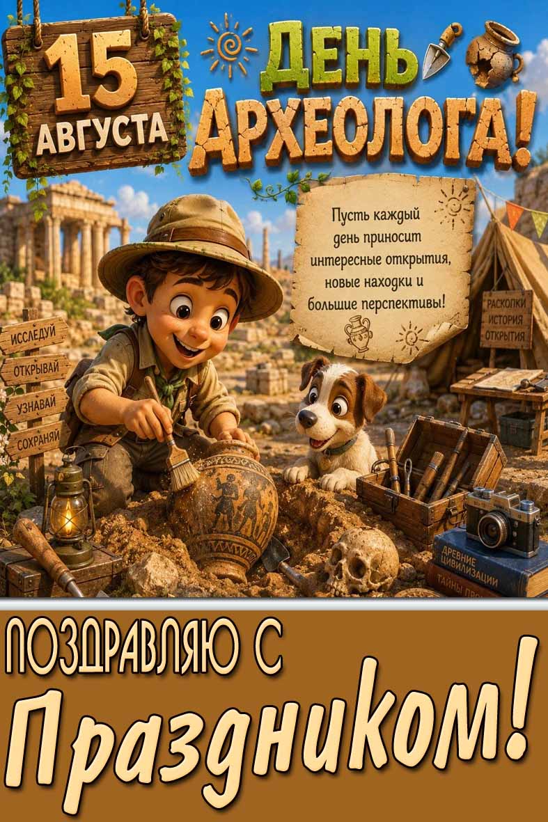 Картинка 15 августа - день археолога! Поздравляю с праздником!