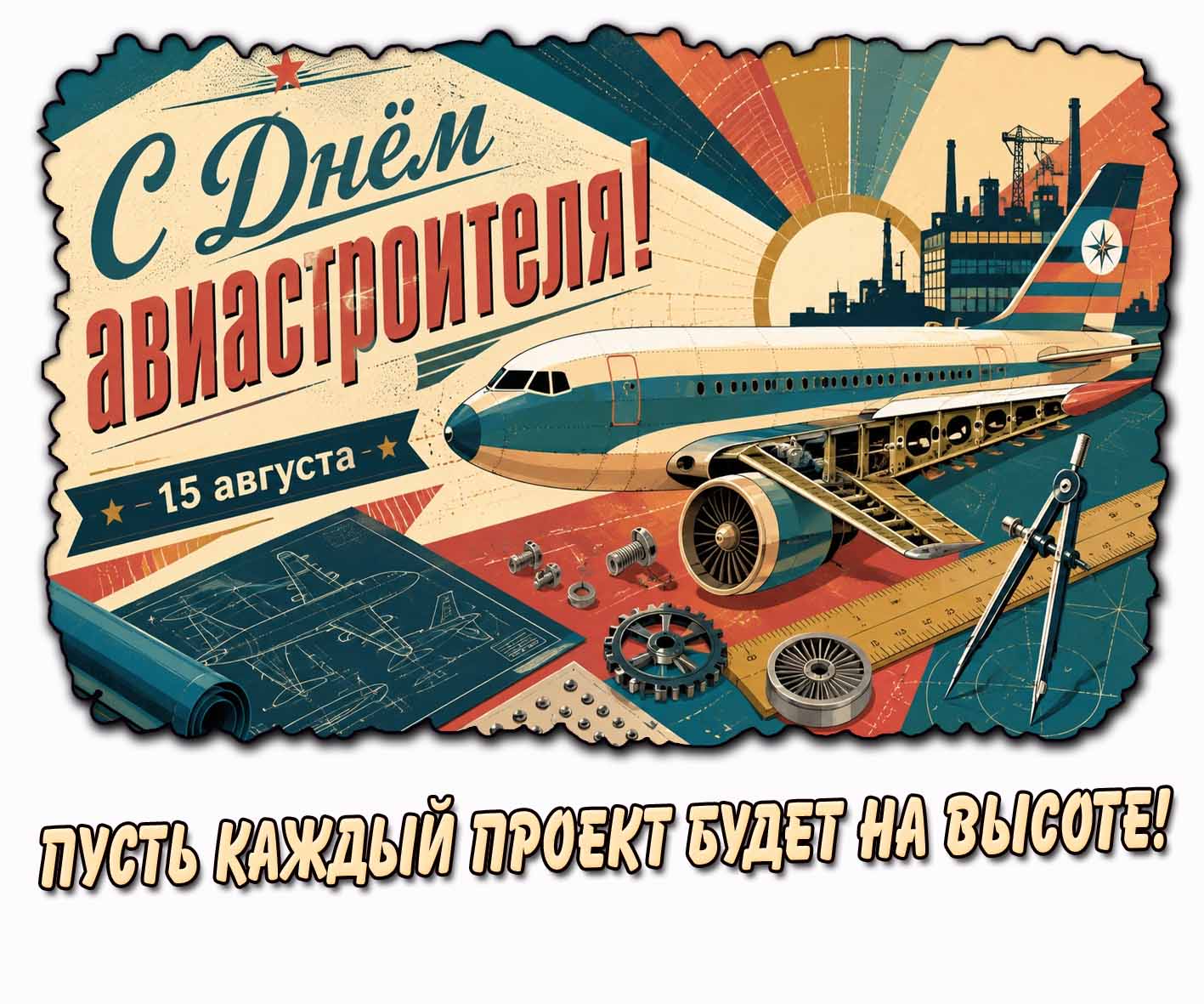 Картинка 15 августа - с днём авиастроителя! Пусть каждый проект будет на высоте!