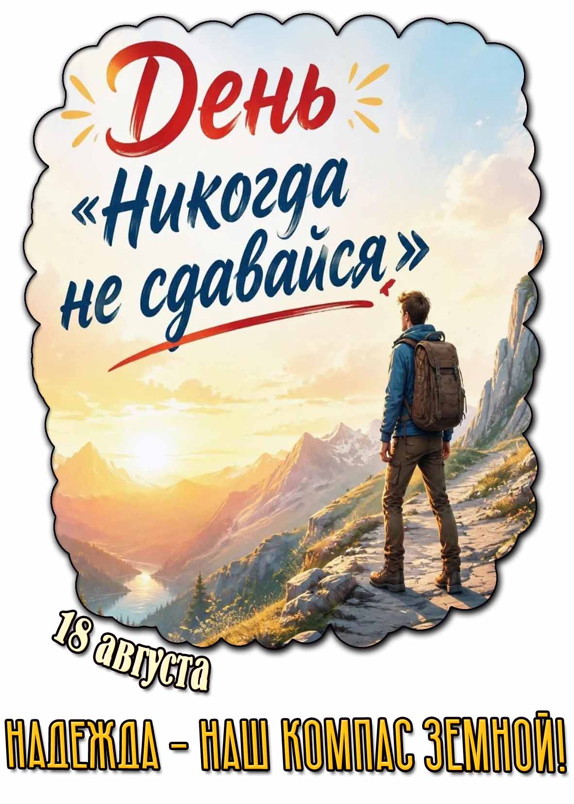 Красивая картинка с юношей на горе над рекой к празднику 18 августа - день "Никого не сдавайся!" Надежда — наш компас земной! Картинка 18 августа - день "Никого не сдавайся!" Надежда — наш компас земной!