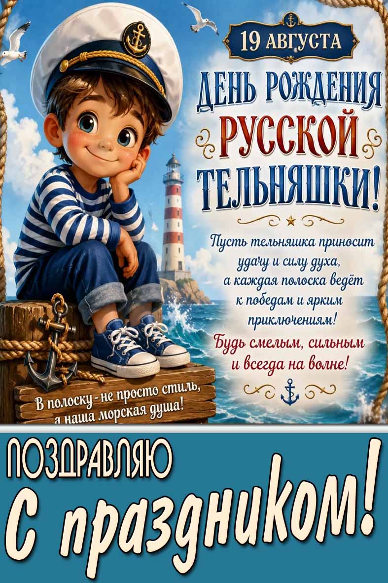 Картинка 19 августа - день рождения русской тельняшки! Поздравляю с праздником!