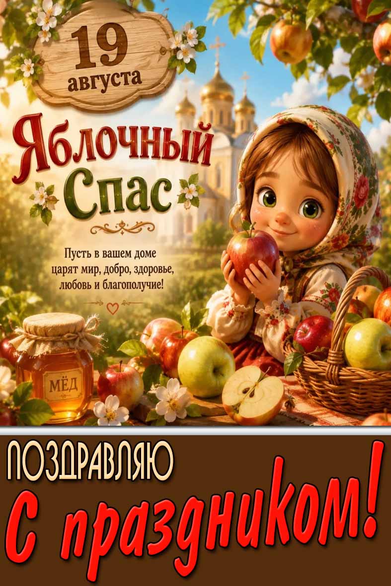 Картинка 19 августа - Яблочный Спас! Поздравляю с праздником!