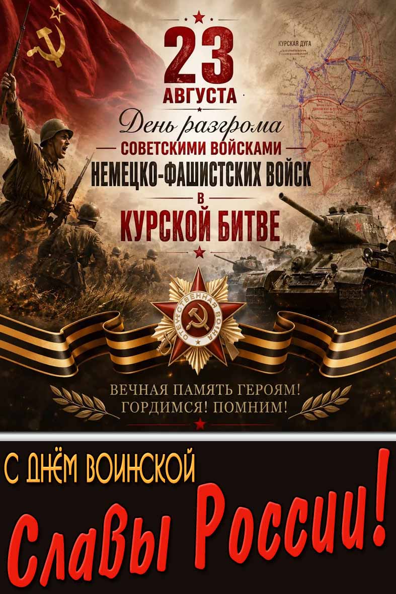 Картинка 23 августа - день разгрома немецко-фашистских войск в Курской битве! С днём воинской славы России!