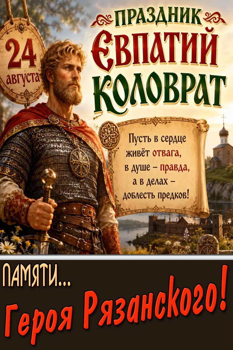 Картинка 24 августа - праздник Евпатий Коловрат! Памяти... Героя Рязанского!