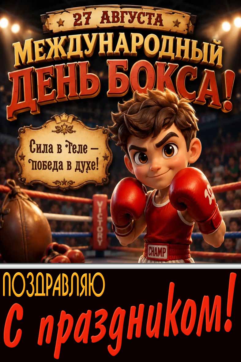 Картинка 27 августа - Международный день бокса! Сила в теле - победа в духе! Поздравляю с праздником!
