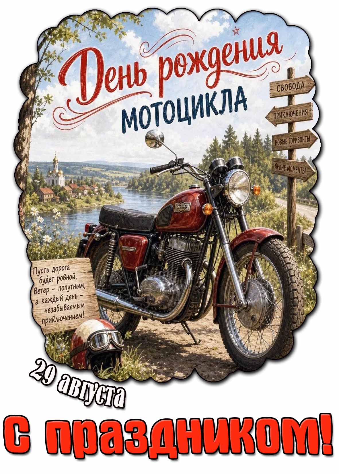 Картинка 29 августа - день рождения мотоцикла! С праздником!