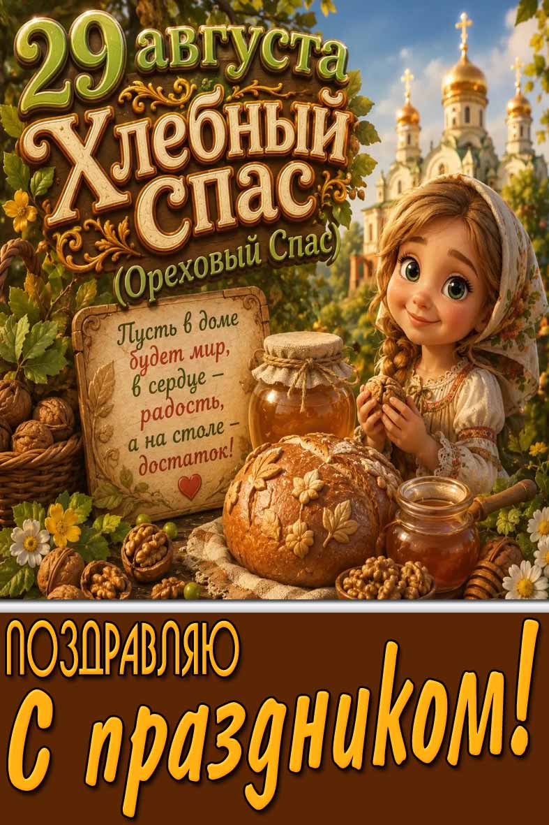 Картинка 29 августа - Хлебный (Ореховый) Спас! Поздравляю с праздником!