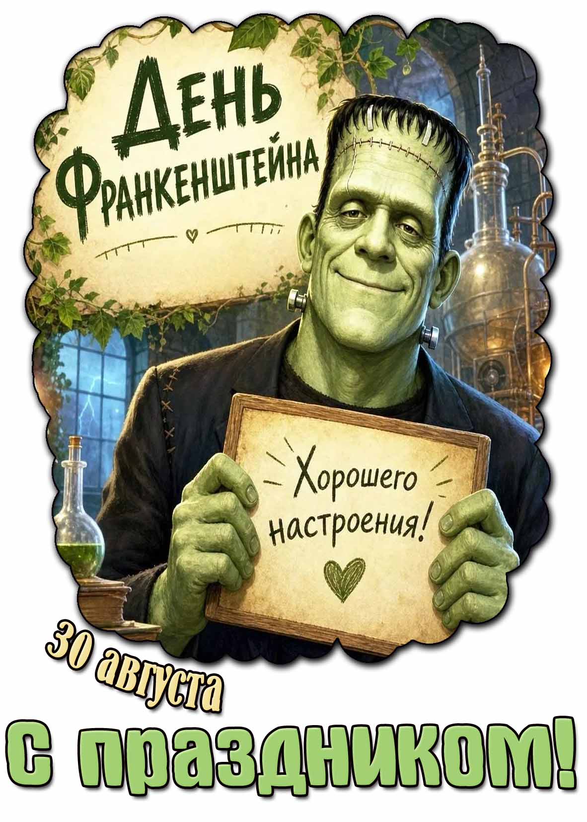 Картинка 30 августа - день Франкенштейна! Хорошего настроения! С праздником!
