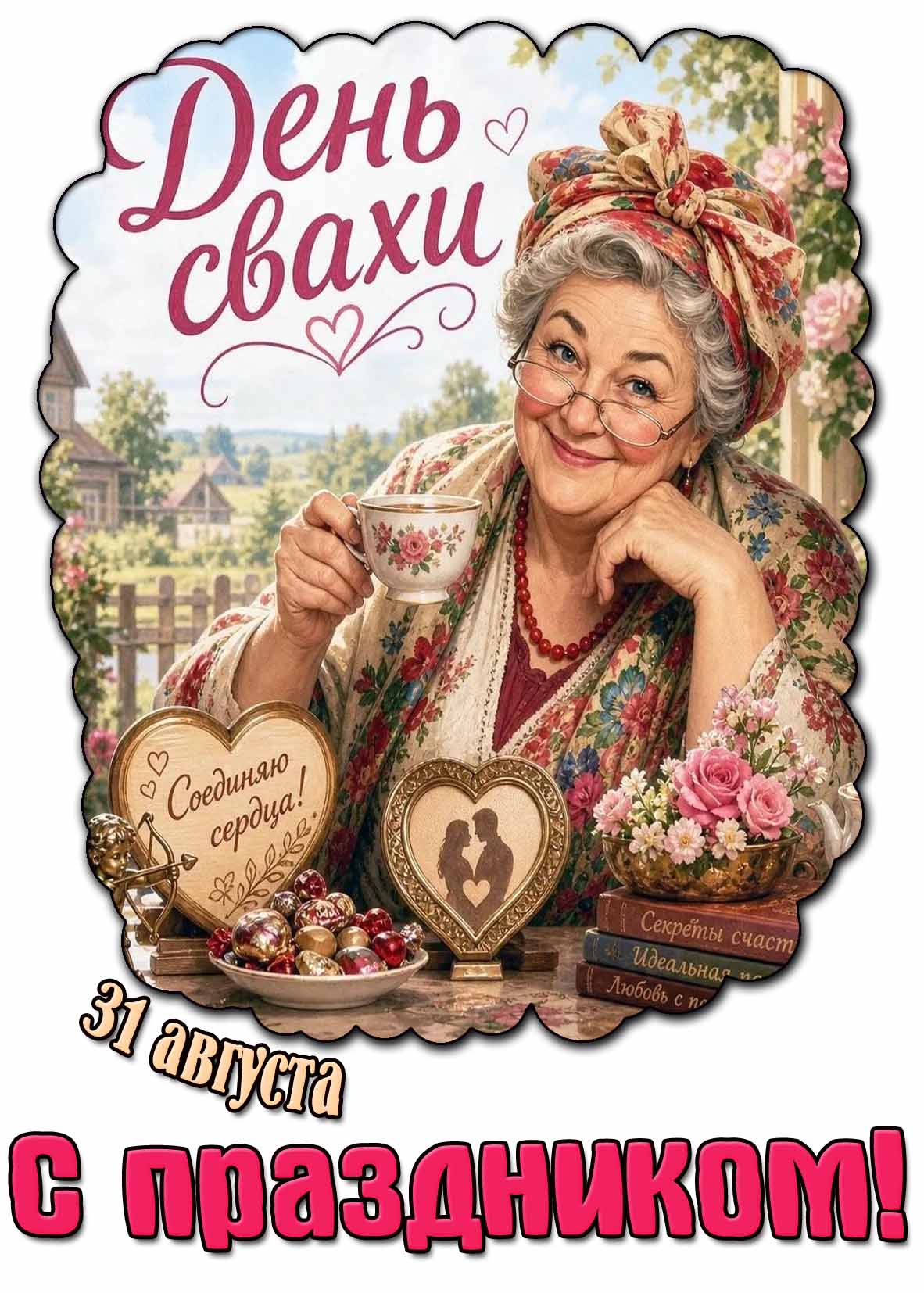 Картинка 31 августа - день свахи! Соединяю сердца! С праздником!