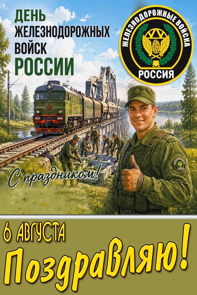 Картинка 6 августа - день железнодорожных войск России! С праздником! Поздравляю!