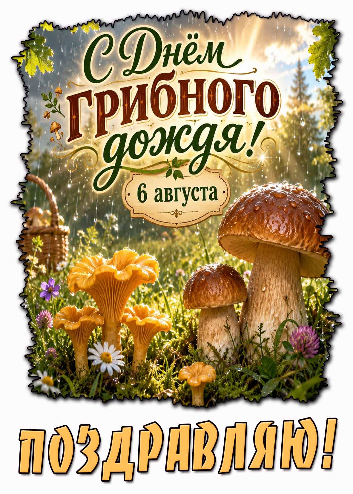 Картинка 6 августа - с днём грибного дождя! Поздравляю!