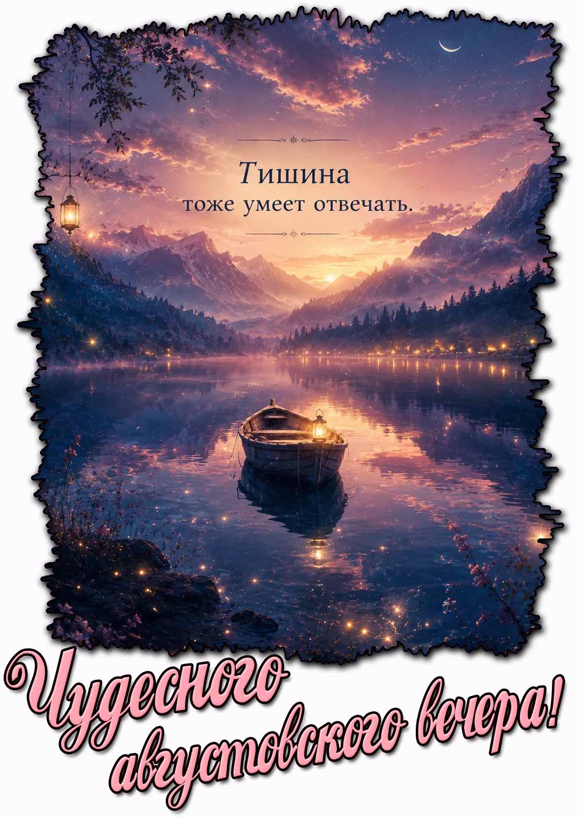 Картинка "Чудесного августовского вечера! Тиши тоже умеет отвечать!"