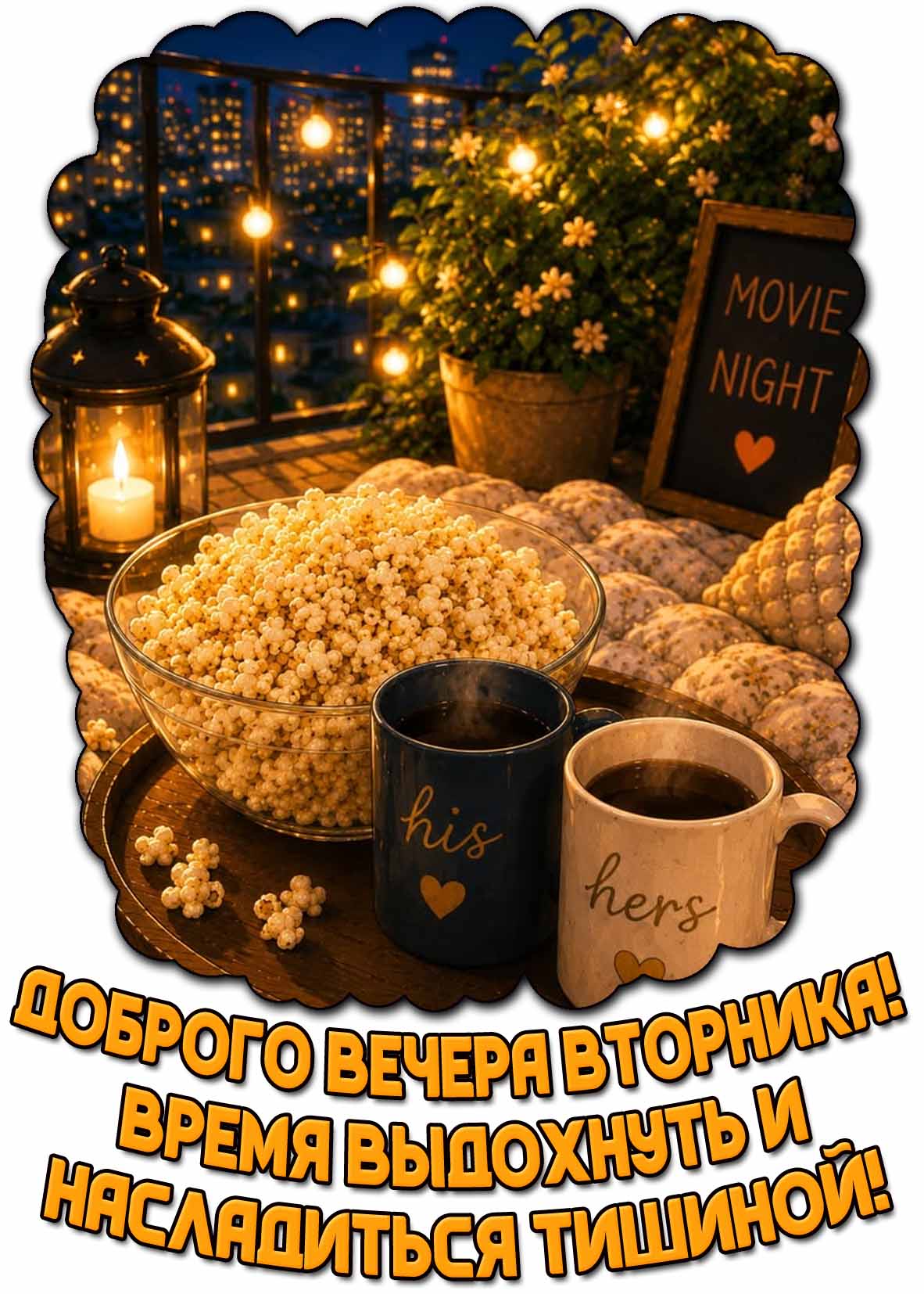 Картинка "Доброго вечера вторника! Время выдохнуть и насладиться тишиной!"