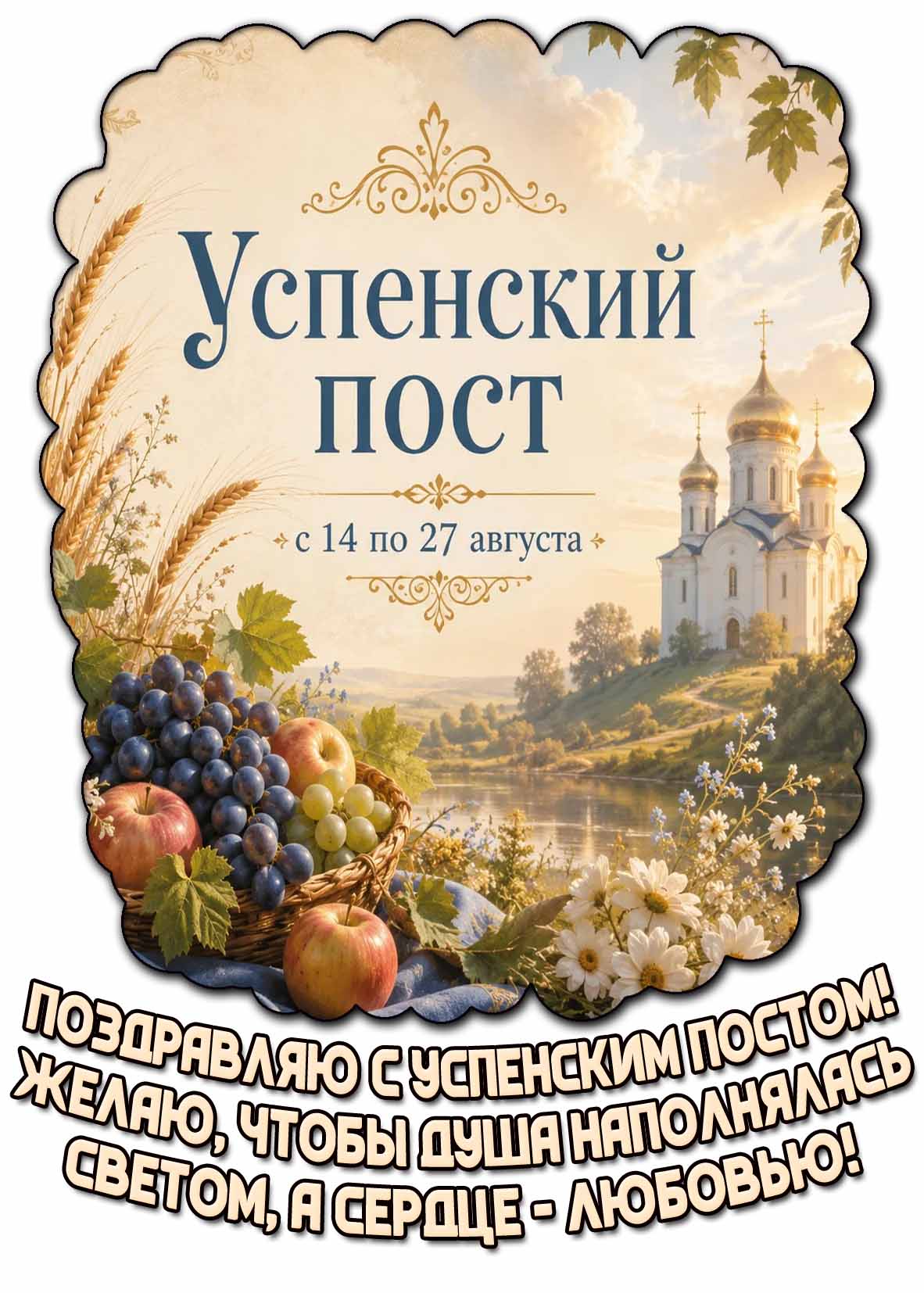 Картинка "Поздравляю с Успенским постом! Желаю, чтобы душа наполнялась светом, а сердце - любовью!"