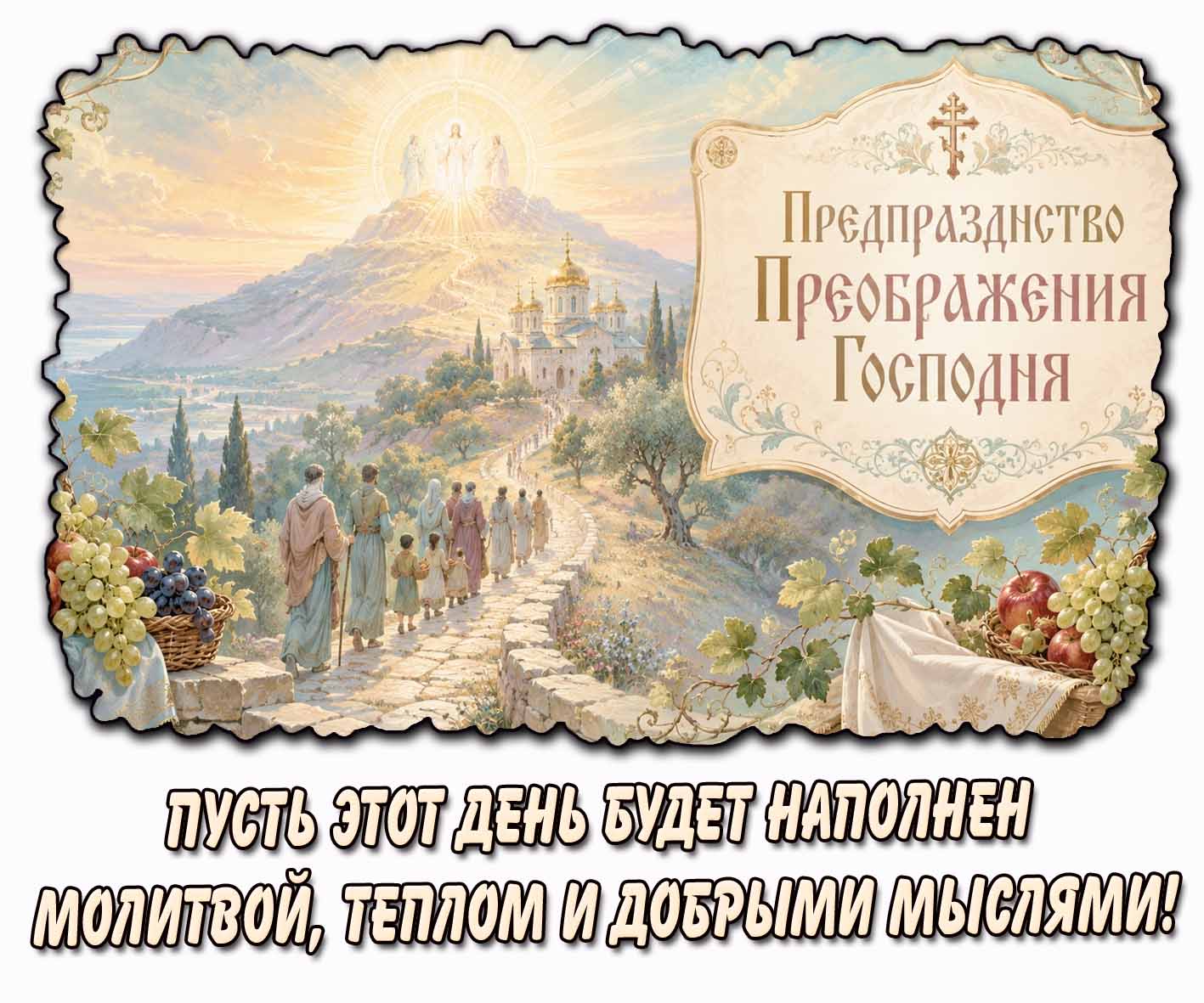Картинка "Предпразднство Преображения Господня! Пусть этот день будет наполнен молитвой, теплом и добрыми мыслями!"