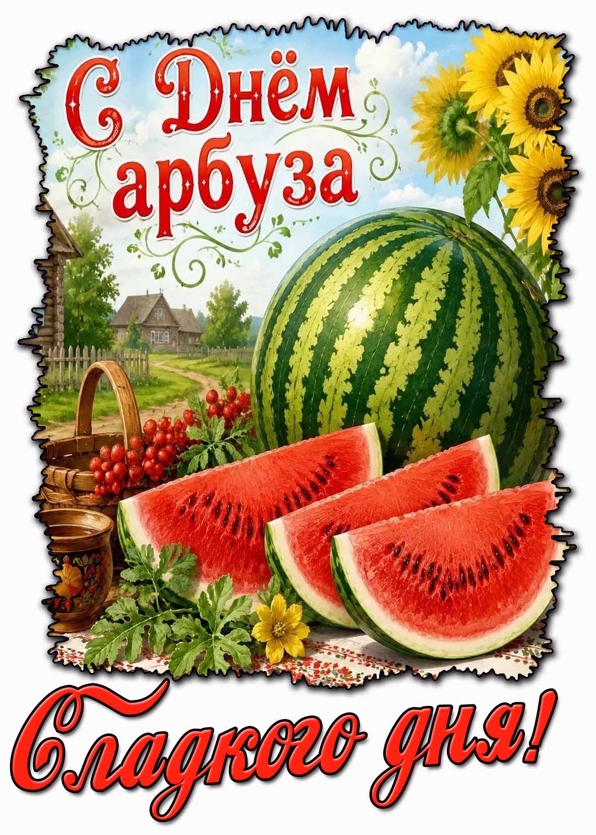 Картинка "С днём арбуза! Сладкого дня!"