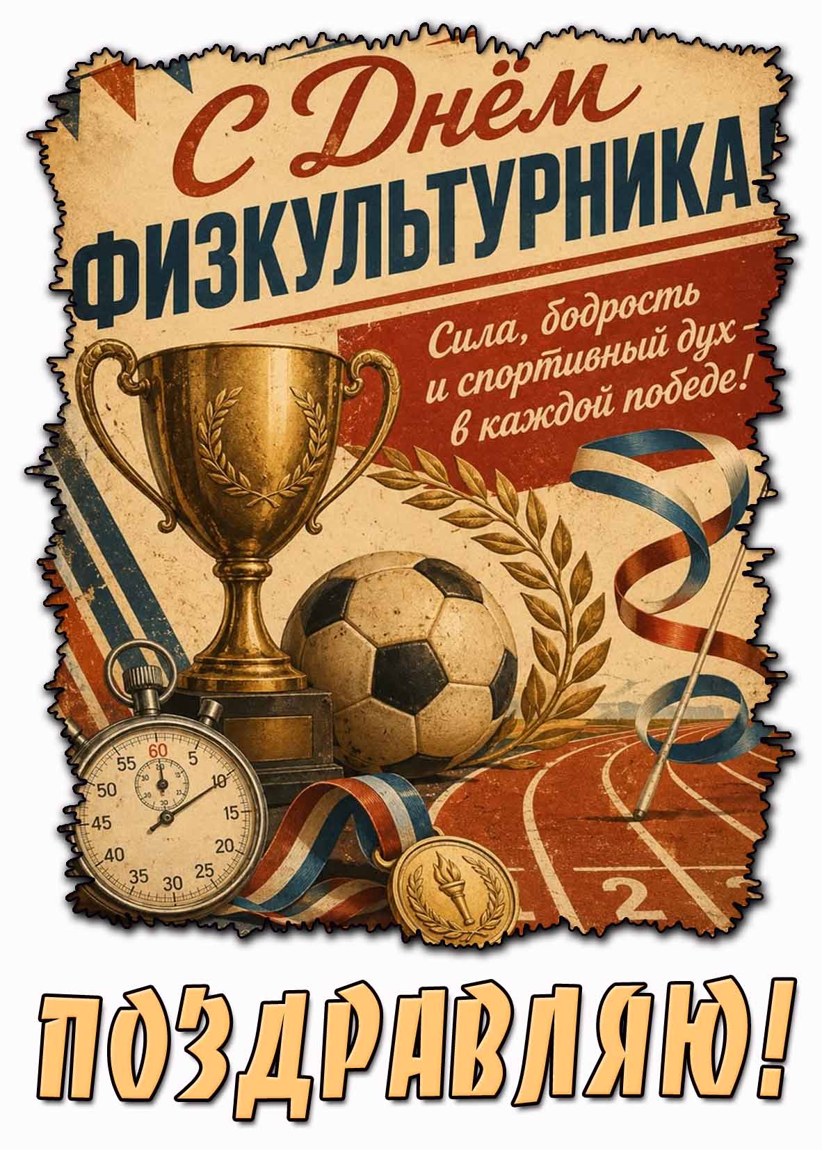 Картинка "С днём физкультурника! Сила, бодрость и спортивный дух - в каждой победе! Поздравляю!"