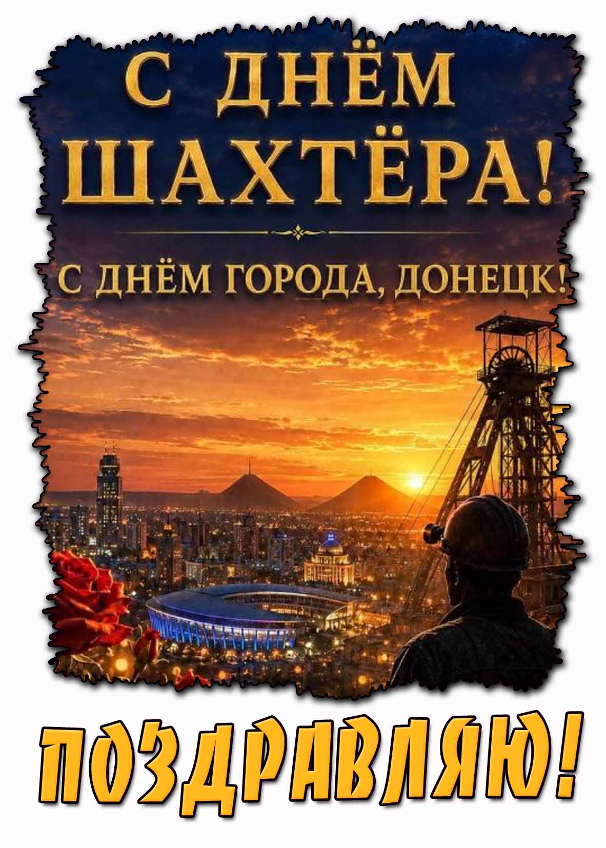 Картинка "С днём города, Донецк! С днём шахтёра! Поздравляю!"
