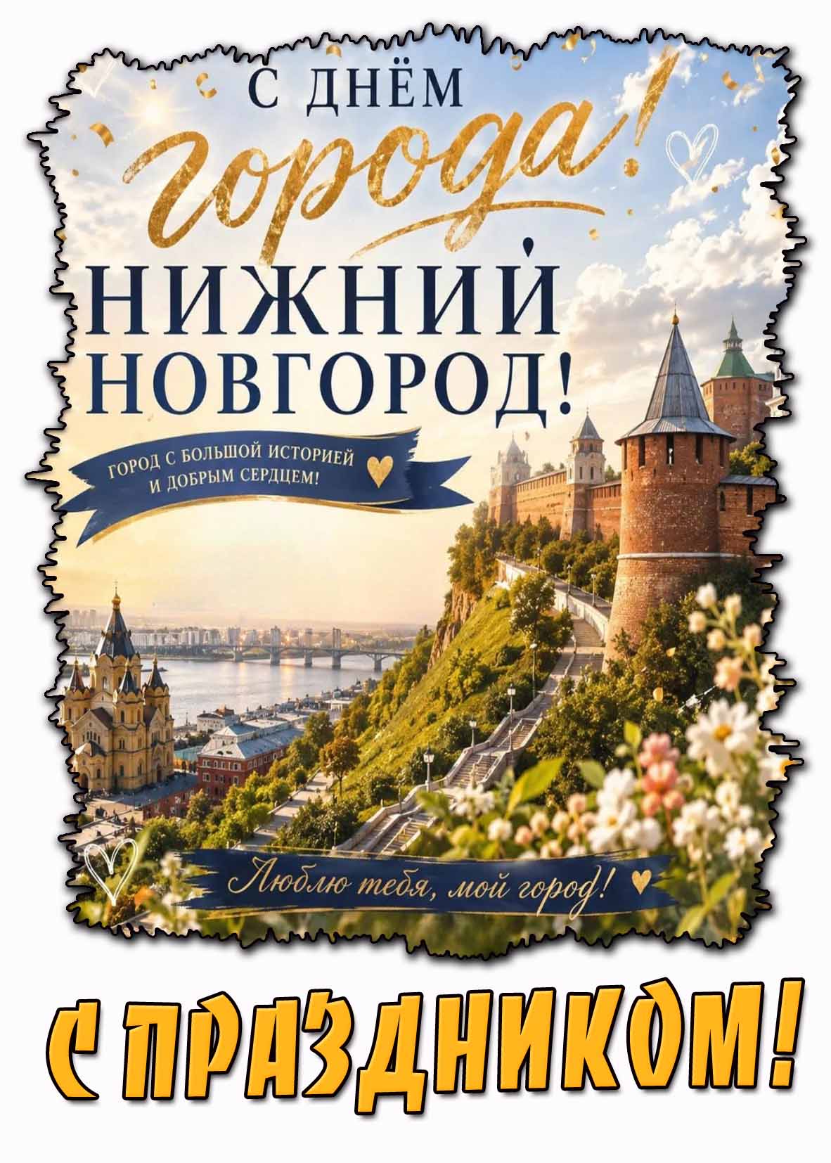 Картинка с днём города! Нижний Новгород! Люблю тебя, мой город! С праздником!