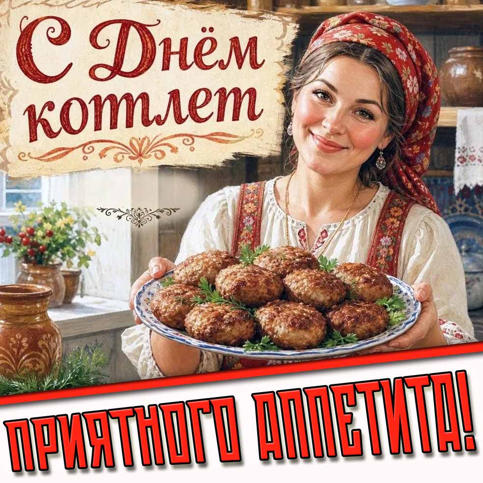 Картинка "С днём котлет! Приятного аппетита!"