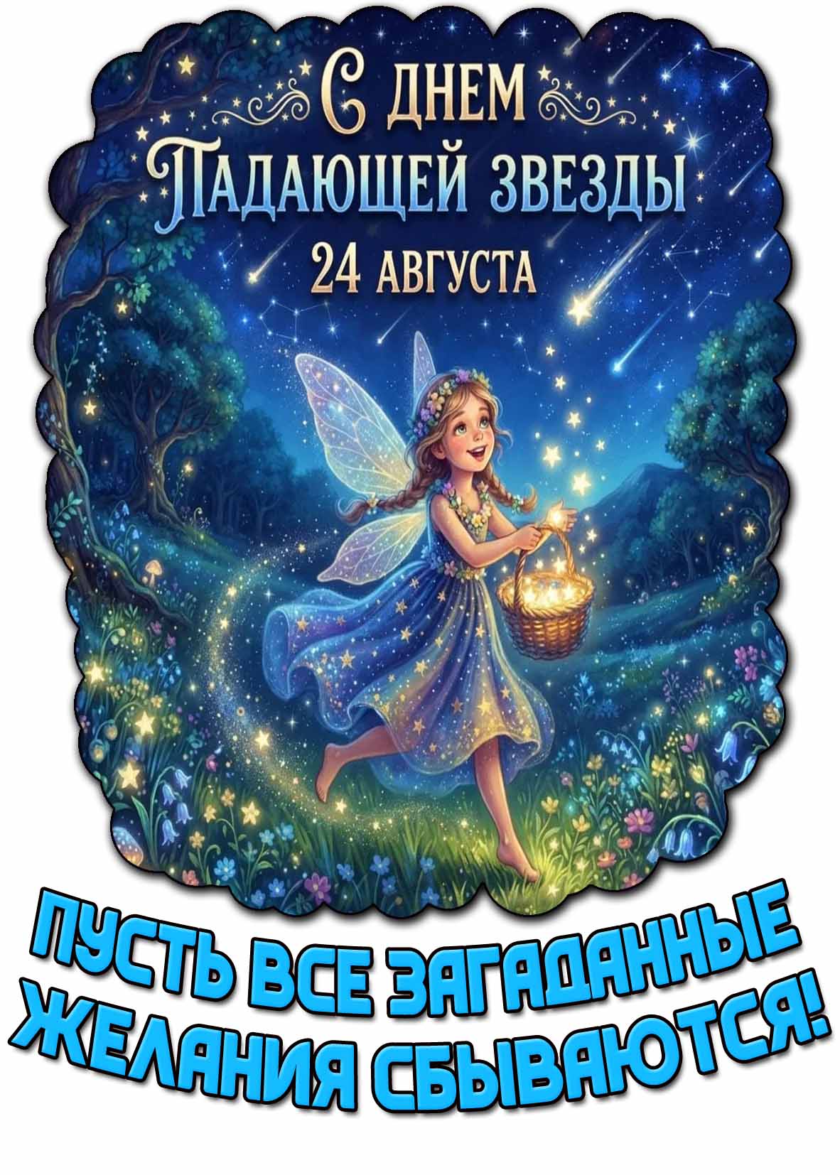 Картинка "С днём падающей звезды! Пусть все загаданные желания сбываются!" - 24 августа