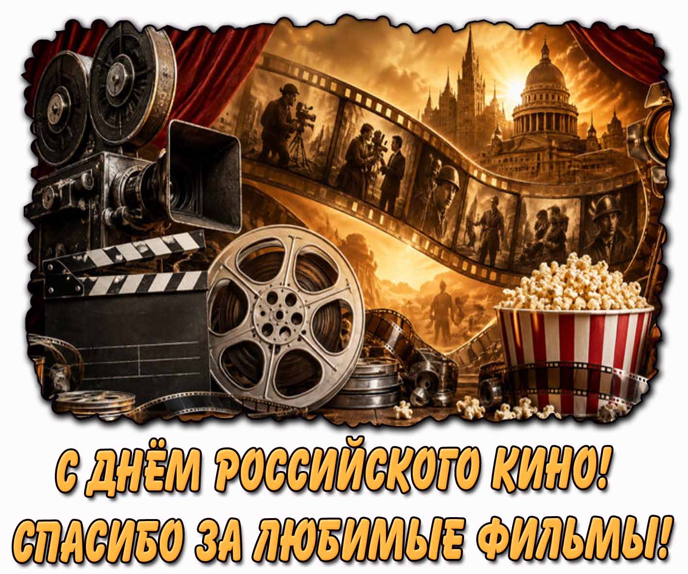Картинка "С днём российского кино! Спасибо за любимые фильмы!"