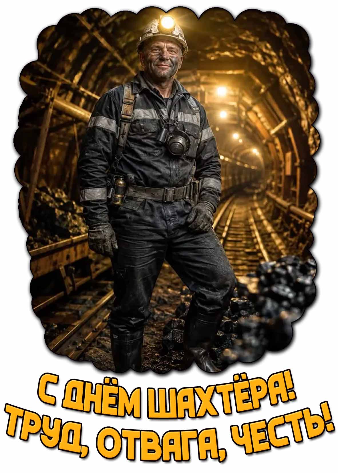 Картинка "С днём шахтёра! Труд, отвага, честь!"