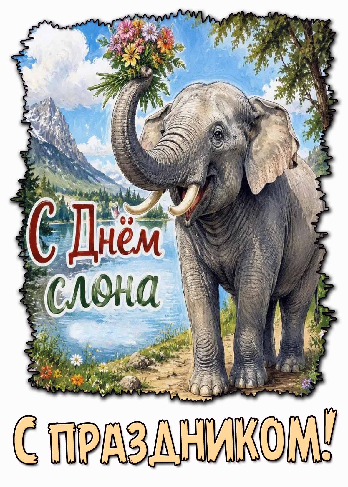 Картинка "С днём слона! С праздником!"